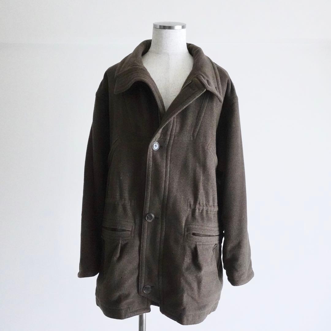 1990s HUGO BOSS ウールメルトン　スタンドカラーコート　ブラウン