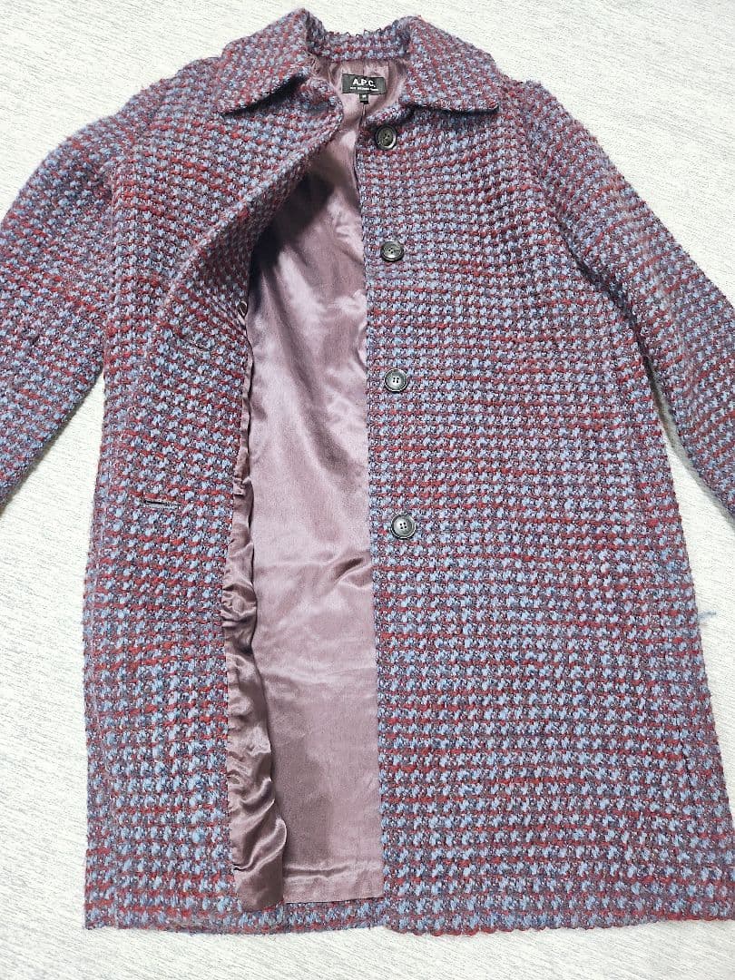 【タカミー】A.P.C アーペーセー ジャガードロングコート ツイード