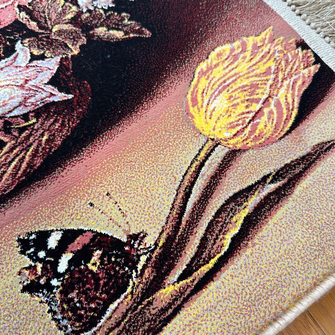 【新品未使用】絵画風絨毯　カーペット　玄関用　花　玄関　廊下　絵画　イラン