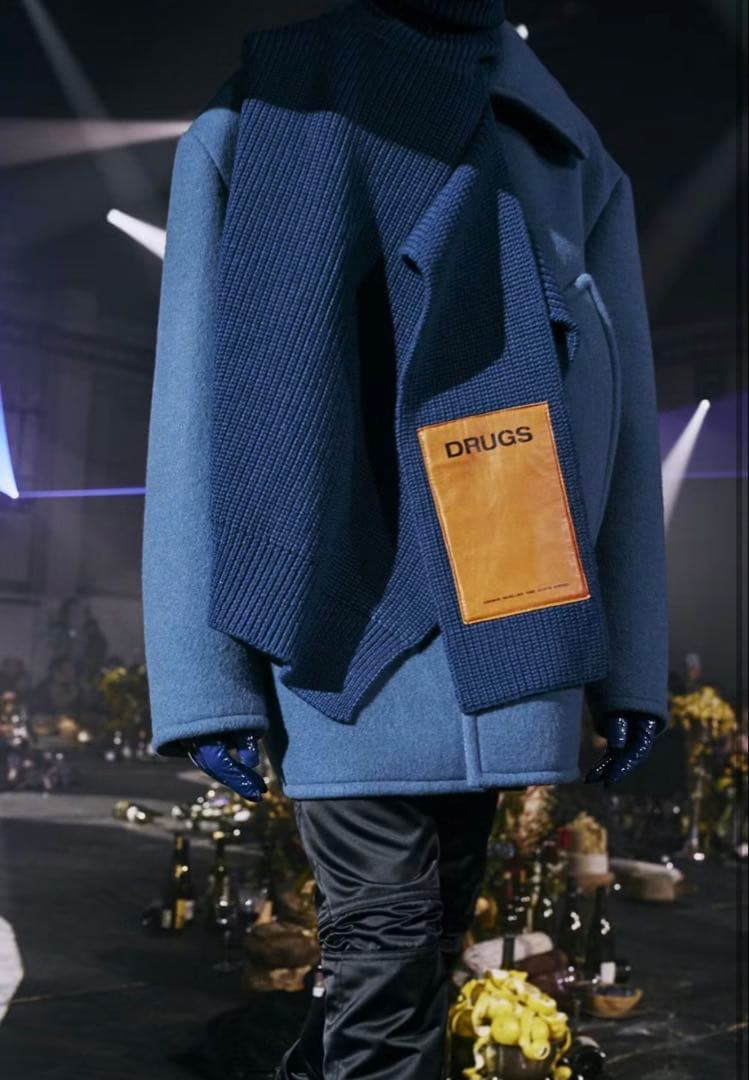 18AW RAF SIMONS ショートキャバンコート ブルー サイズ44