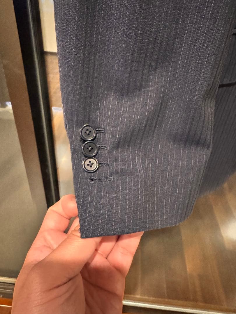 SHIPS リングヂャケット　ネイビーストライプ スーツ46