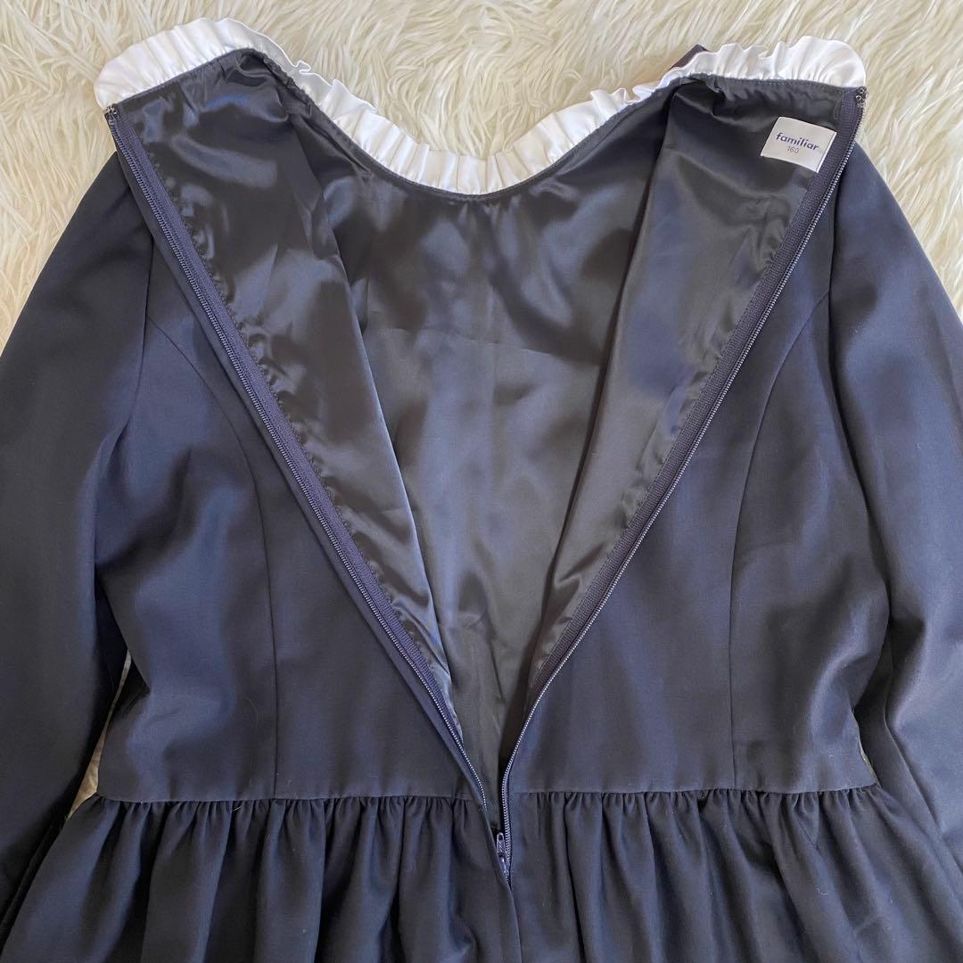 極美品✨ファミリア　フォーマルワンピース　Aライン　160cm ネイビー　パール