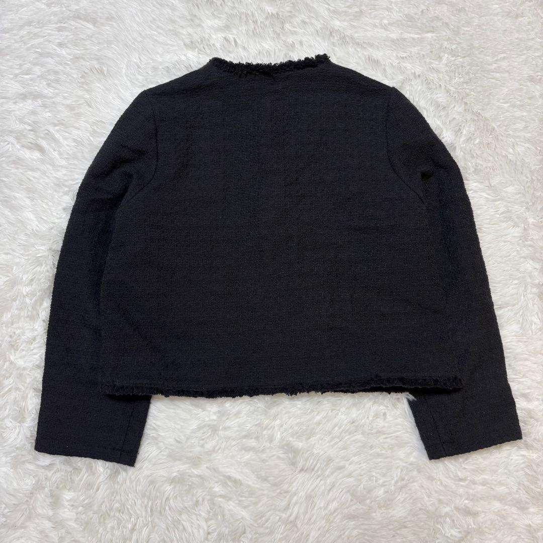 SHIPS シップス ノーカラージャケット パール　ネイビー ツイード　38