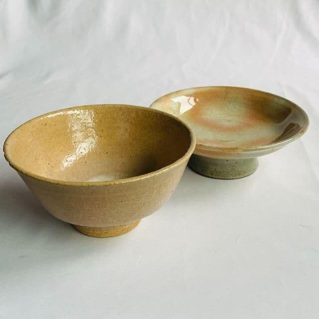 萩焼　井戸茶碗　高麗茶碗　蓋付き　茶道具　陶芸　作者不明　共箱なし