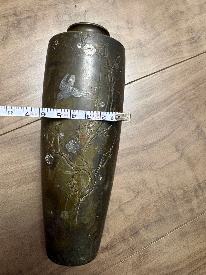 花瓶 銀鑲嵌 古銅製