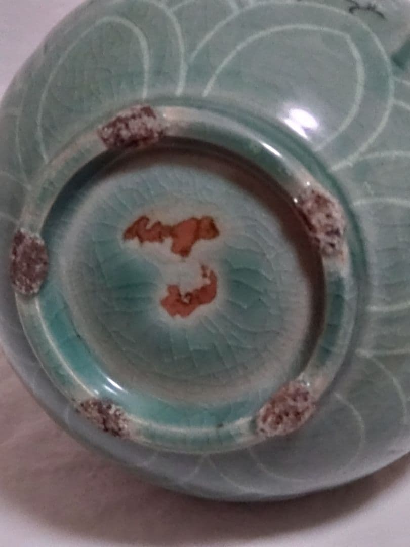 （박상재）朝鮮美術　骨董　高麗青磁　花象嵌　大瓶　砂高台