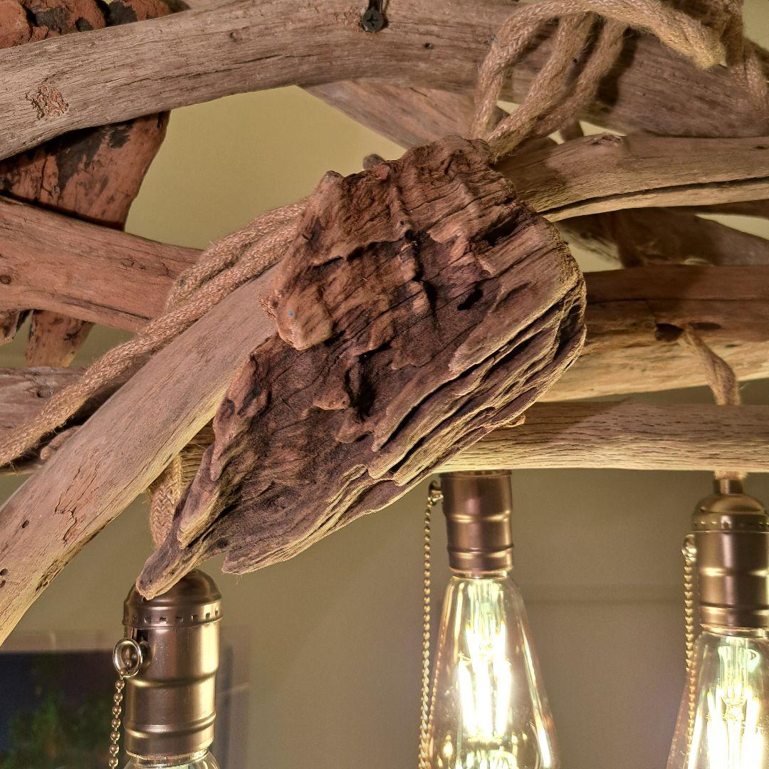 流木インテリア　ヴィンテージソケット　 エジソン付　6〜15帖ペンダント 横長