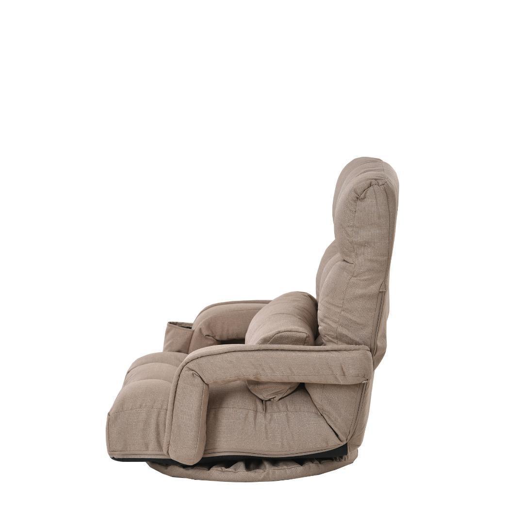 回転式座椅子肘掛けハイバック座いすリクライニング1人掛けソファー【コーヒー】