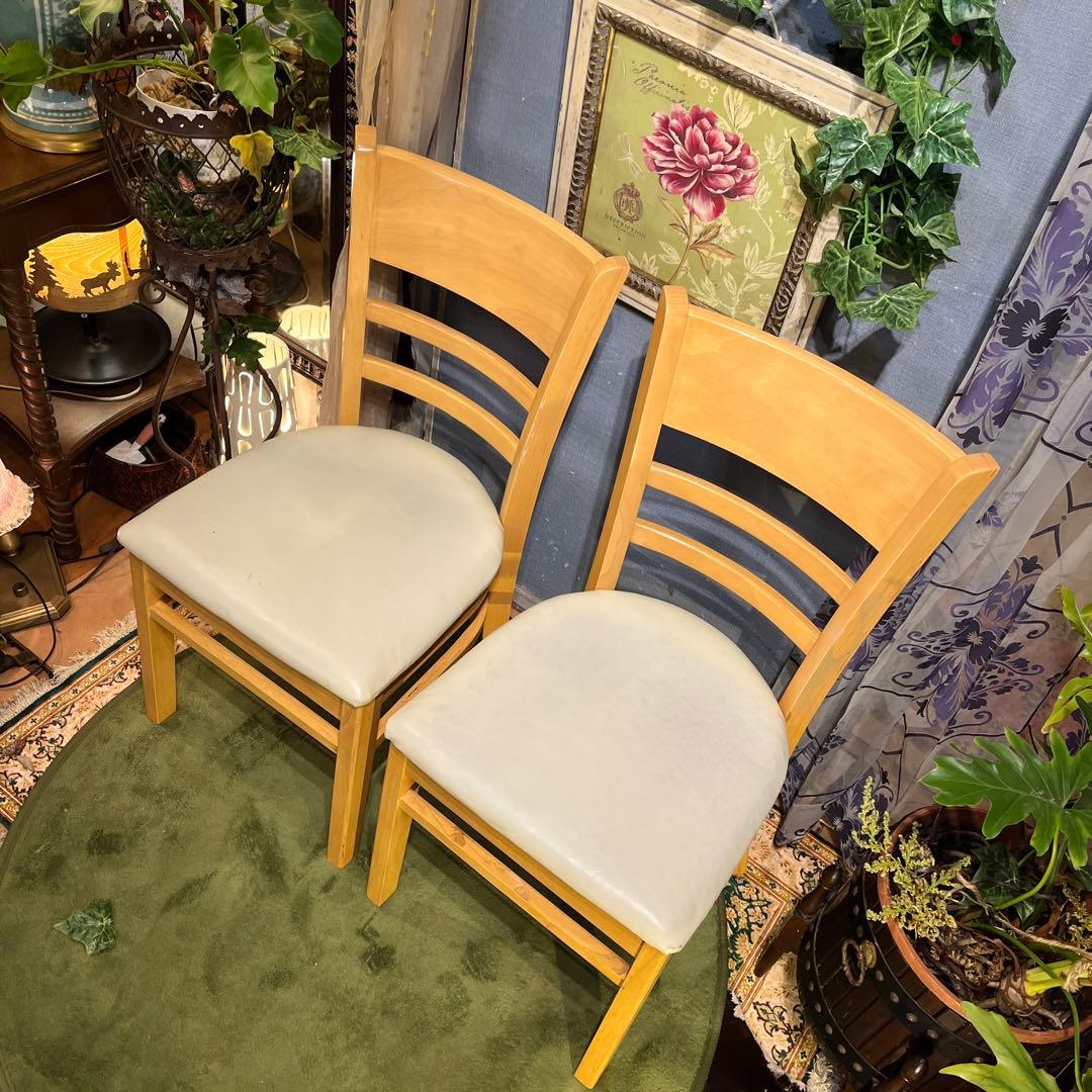 Sale L１　２脚セット　座面色変更可　木製ダイニングチェア