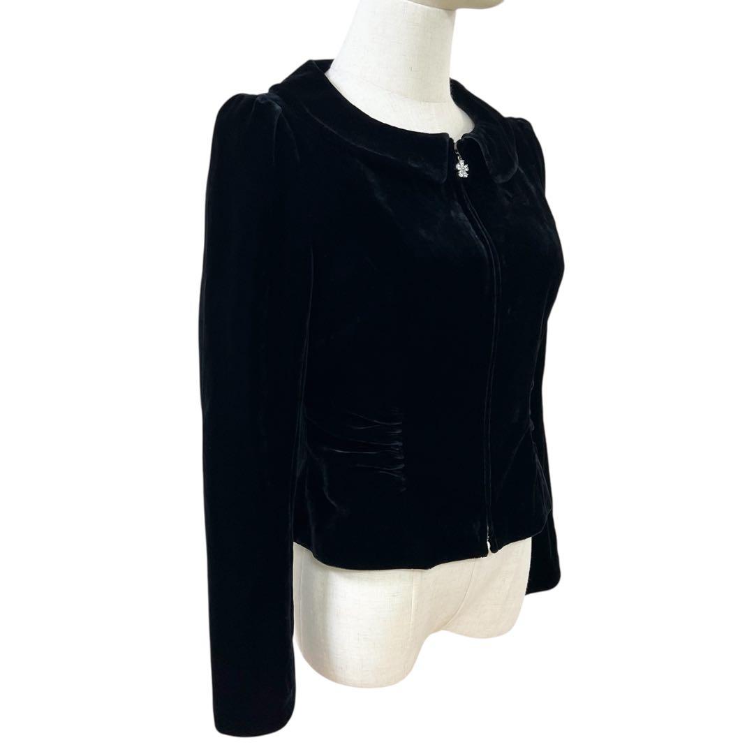 美品♡Rene ルネ　ベルベット　ベロア　ダブルジップジャケット　ベロア　黒　S