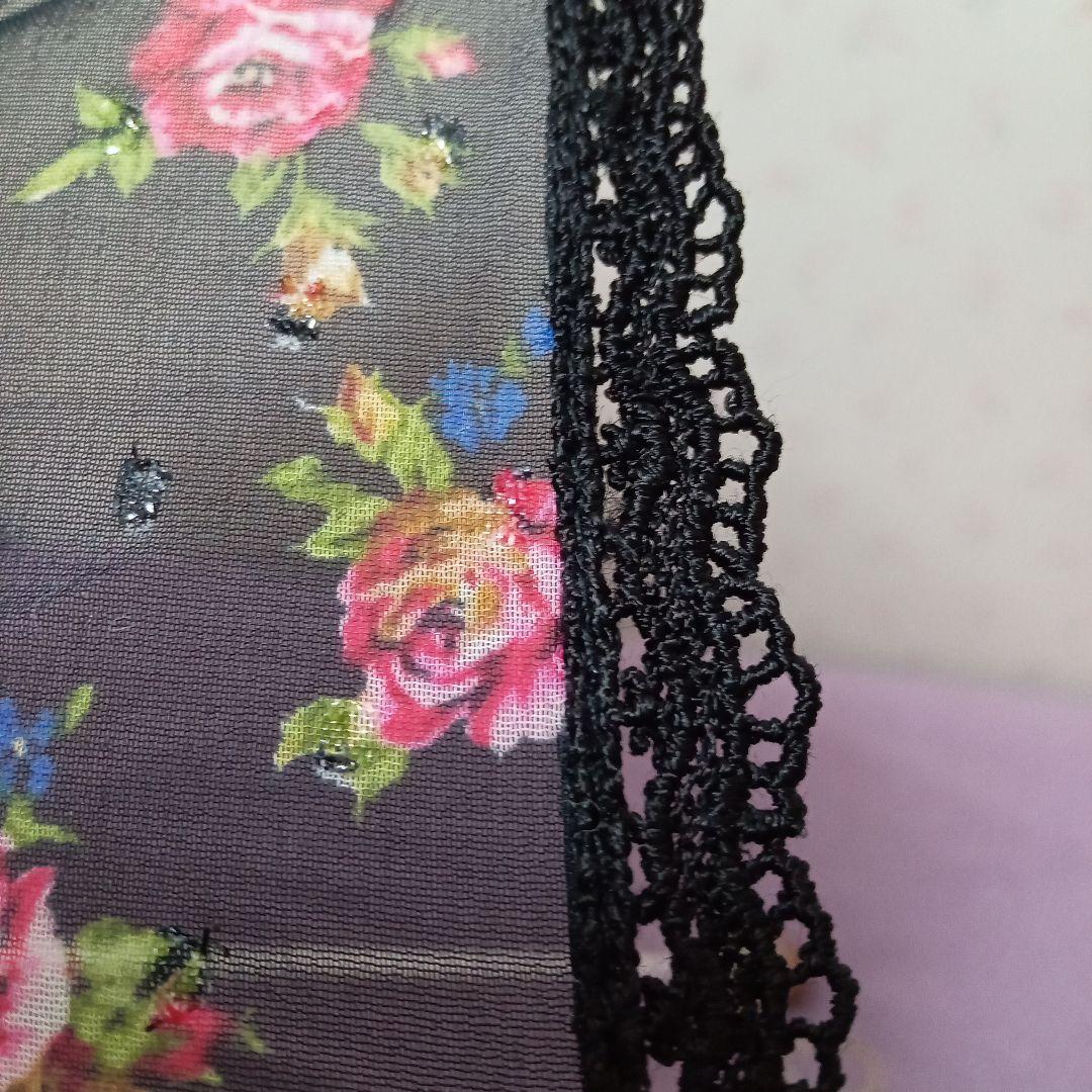 レイクアルスター☆逸品未使用☆〜黒地 総薔薇柄＆総レース＆総刺繍〜折りたたみ日傘