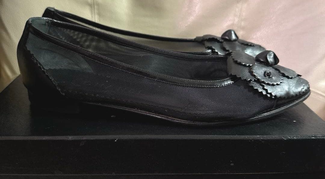 朝まで‼️美品✨本物CHANEL✨素敵なカメリア♡フラットシューズ❤ココマーク