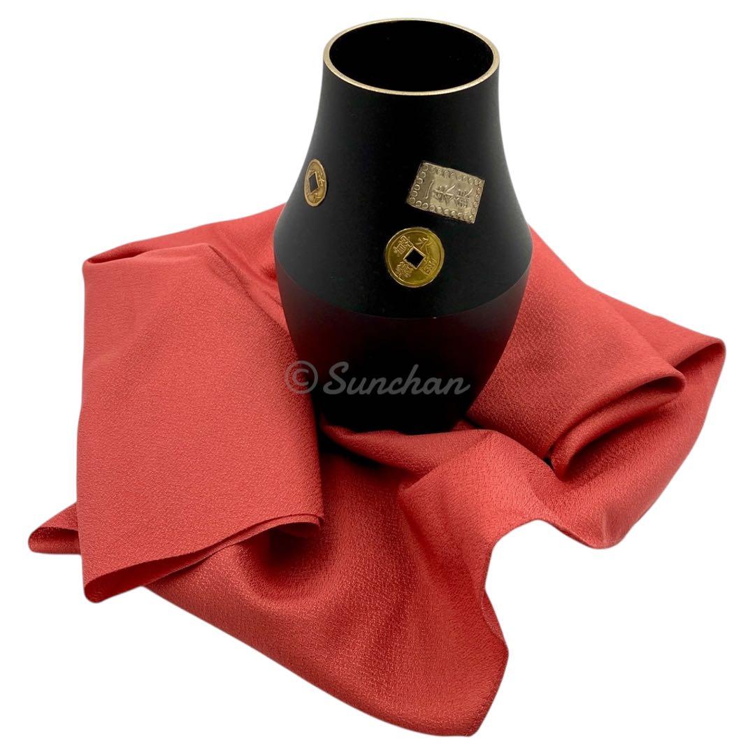 【未使用品】 花瓶 輪島塗 古銭 寛永通宝 一朱銀 文久永宝 共箱 ちりめん布付