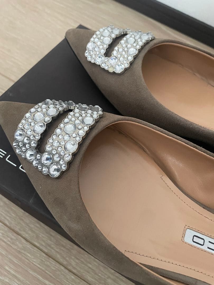 PELLICO ビジュー付きフラットシューズ グレー