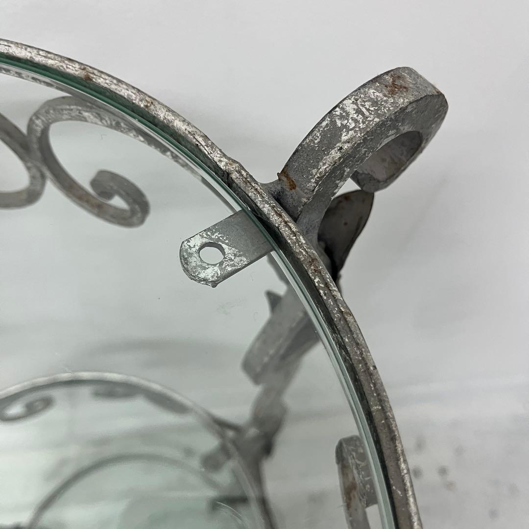 【フレンチアンティーク】アイアン 3段ガラスシェルフ 飾り棚 花台【シャビー】