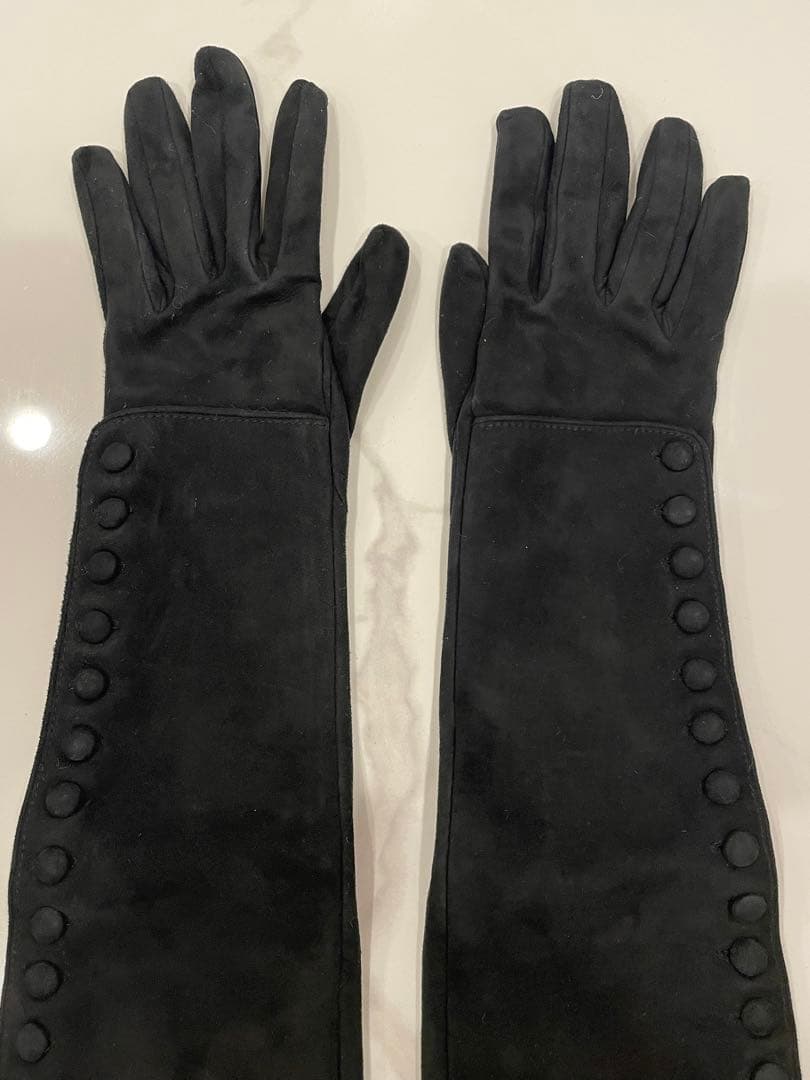 GANTIER CAUSSE ガンコース ロンググローブ　手袋　黒　スェード美品