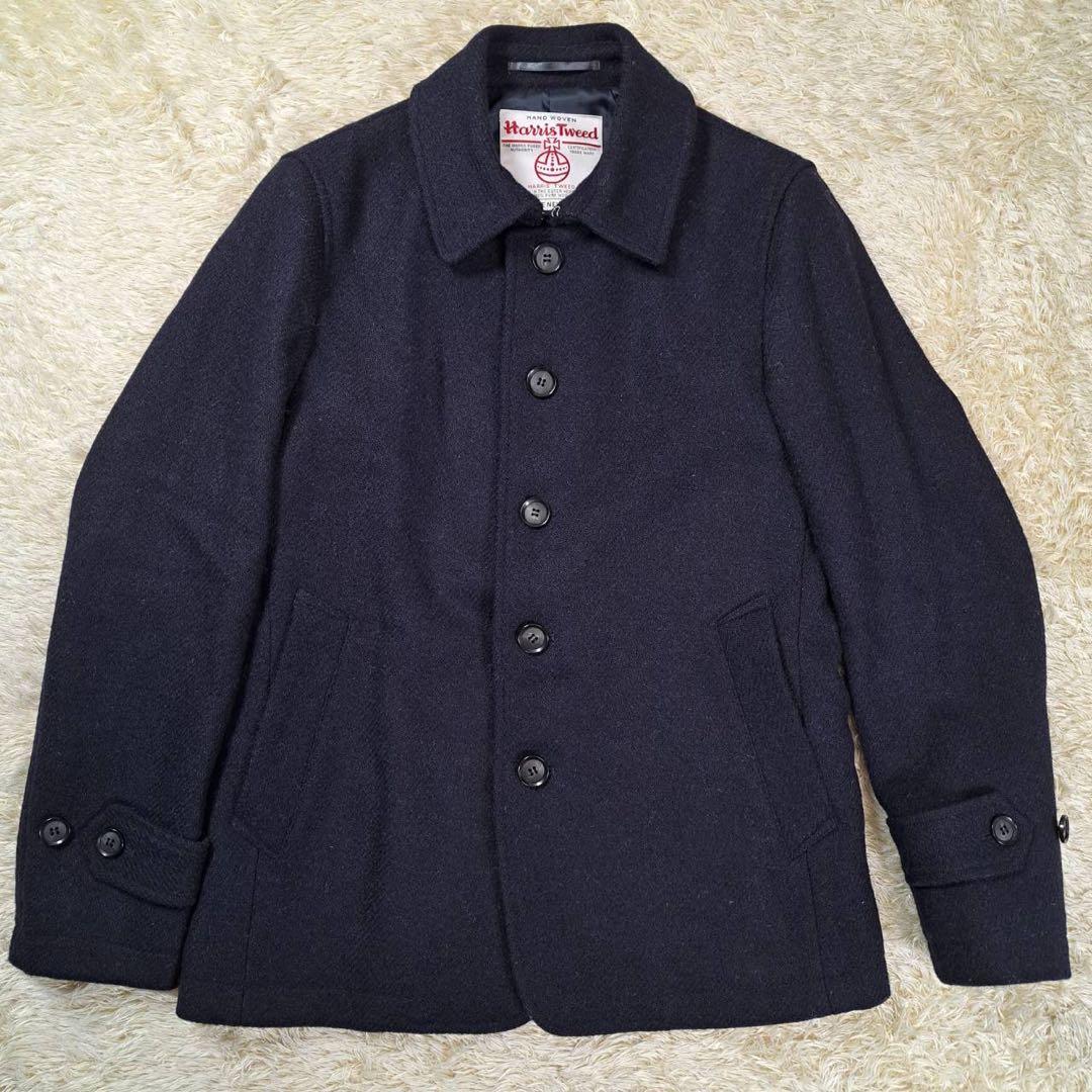 未使用級　ハリスツイード　別注　アーバンリサーチ　ロッソ　ウールコート　ネイビー