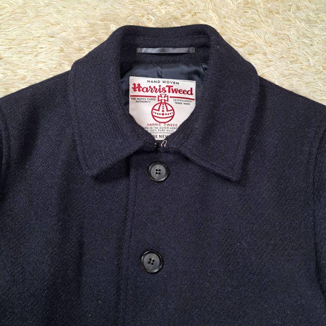 未使用級　ハリスツイード　別注　アーバンリサーチ　ロッソ　ウールコート　ネイビー