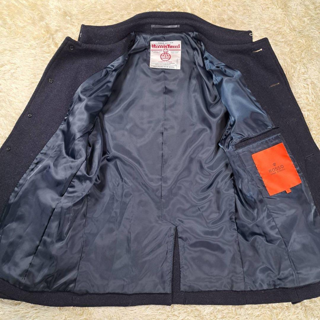 未使用級　ハリスツイード　別注　アーバンリサーチ　ロッソ　ウールコート　ネイビー