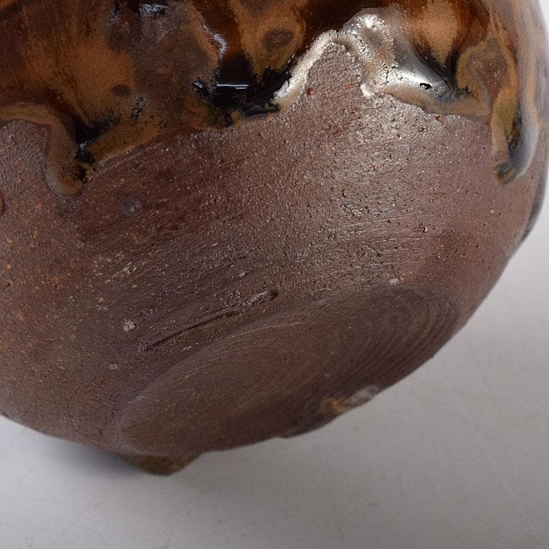 茶道具　石田陶春作　丹波茶入　西陣織宝間道仕覆付　共箱　V　7862