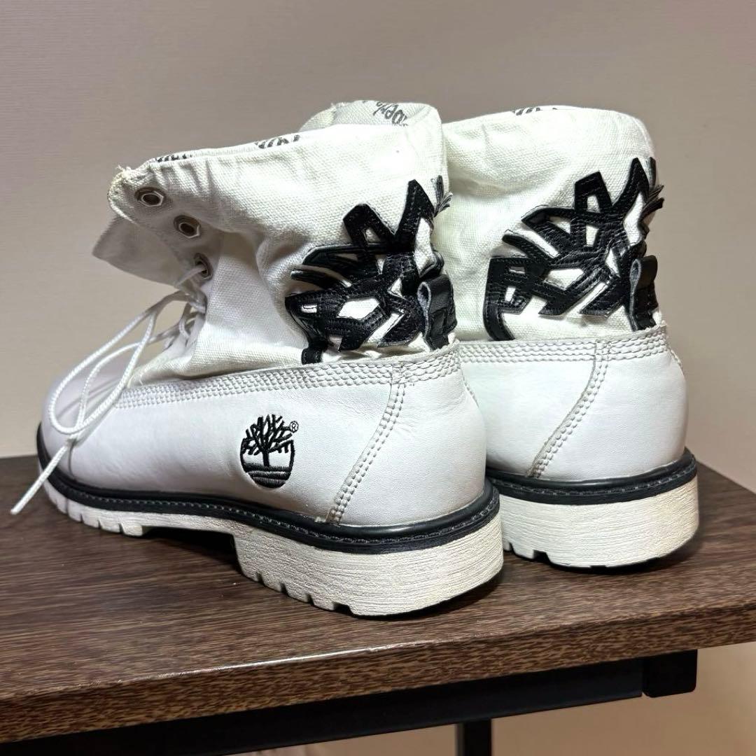 【希少ホワイト】Timberland ❖ ビッグツリーロゴ　ロールトップブーツ