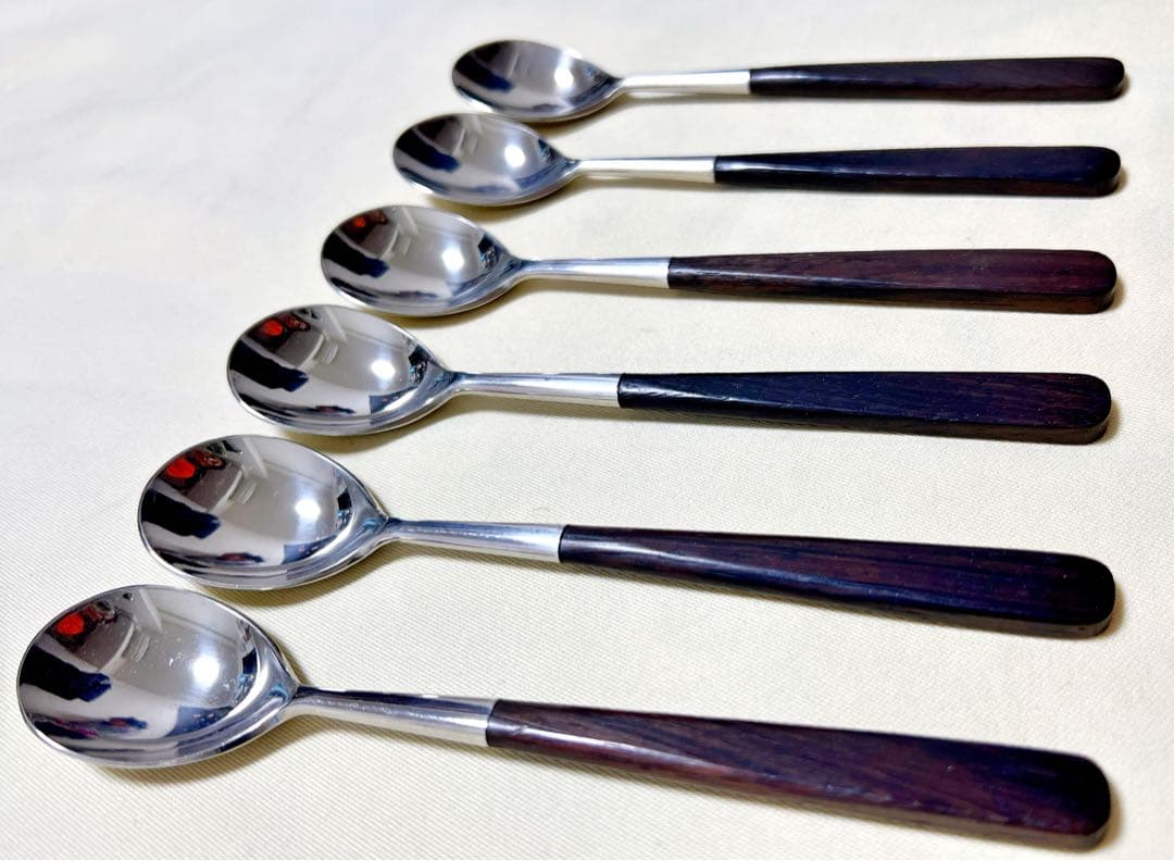 フィンランド製　HACKMANハックマン　木柄ステンレススプーン6本ヴィンテージ
