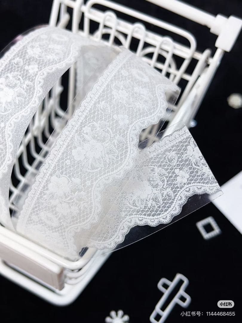 【9475】海外　5m巻四本セット　ラメ加工カッティングマスキングテープ　レース