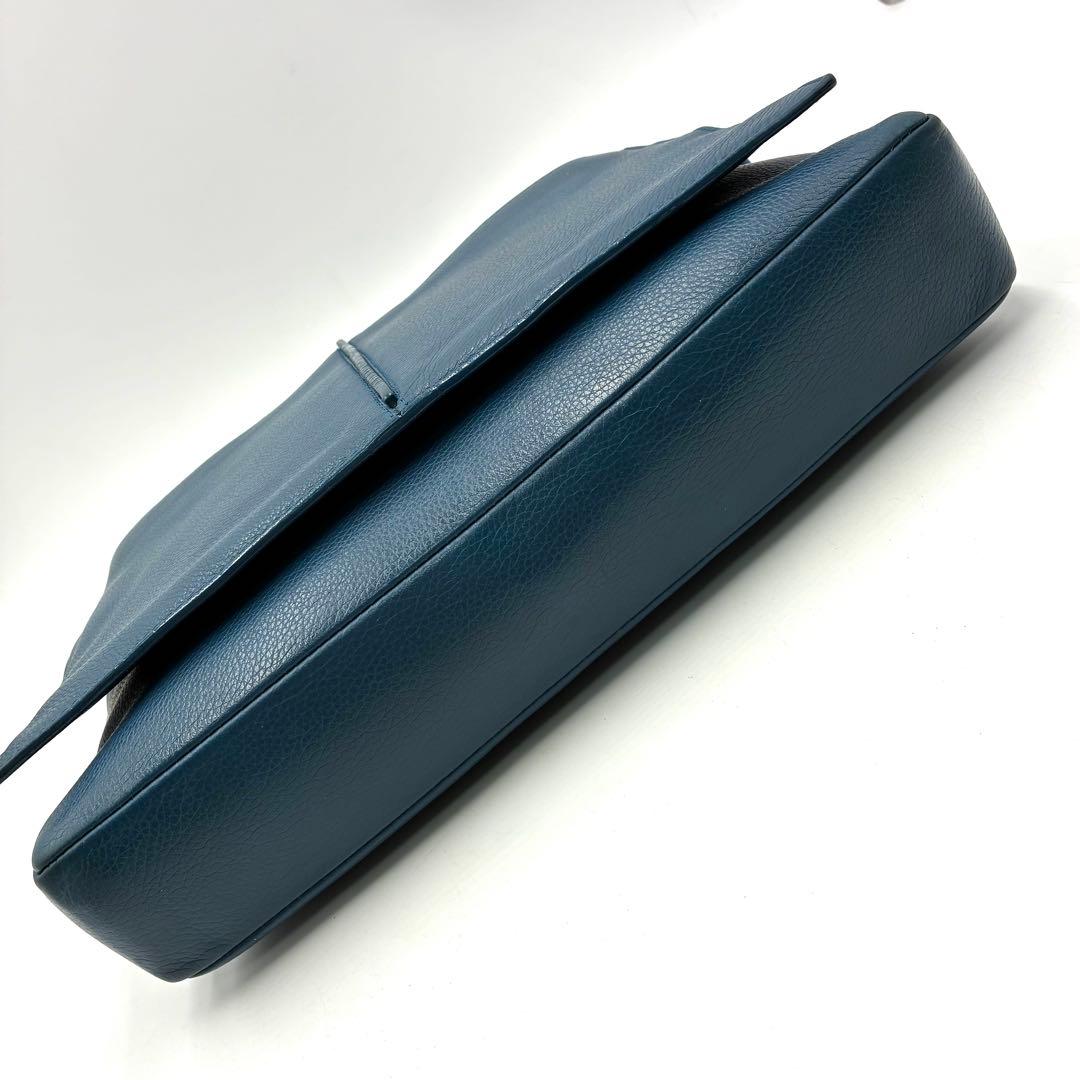 高級 ディオール オム ショルダーバッグ A4収納 フラップ レザー ブルー系