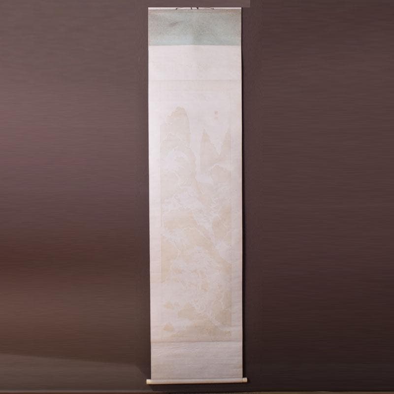 掛軸　田能村正東山人画賛　山水人物漢詩図　共箱　C　8679A