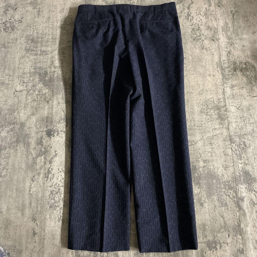 極美品 濃紺 霜降りストライプ セットアップ × OLD GUCCI ネクタイ