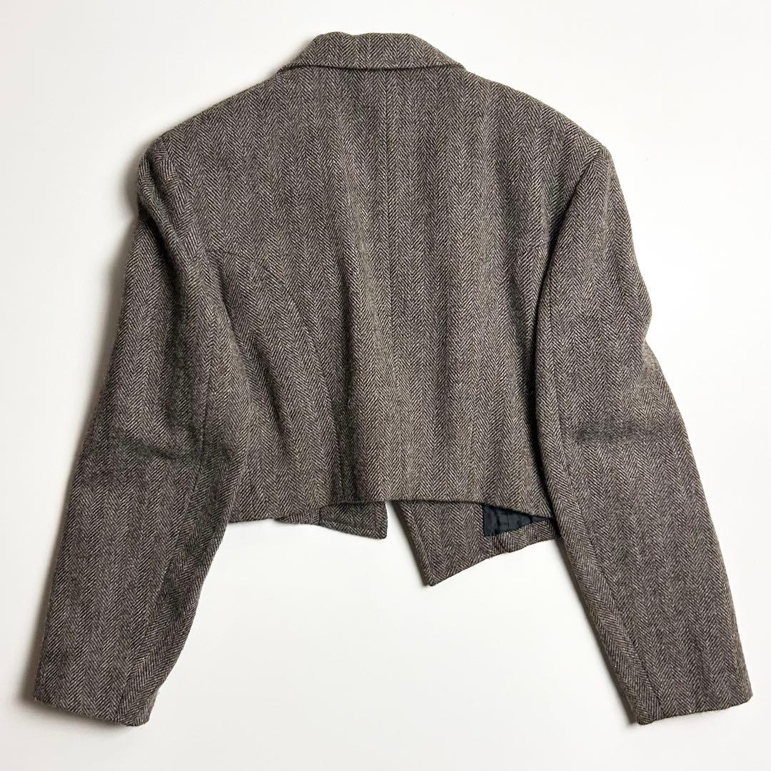 80s【美品】トリココムデギャルソン/ショート丈ヘリンボーンジャケット/安全ピン