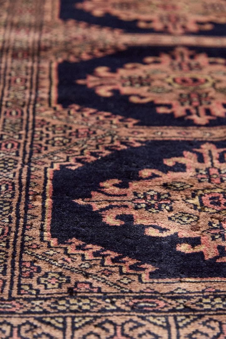 ヴィンテージラグ トライバルラグ　ラホール産（136×65cm）紺　黒　ベージュ