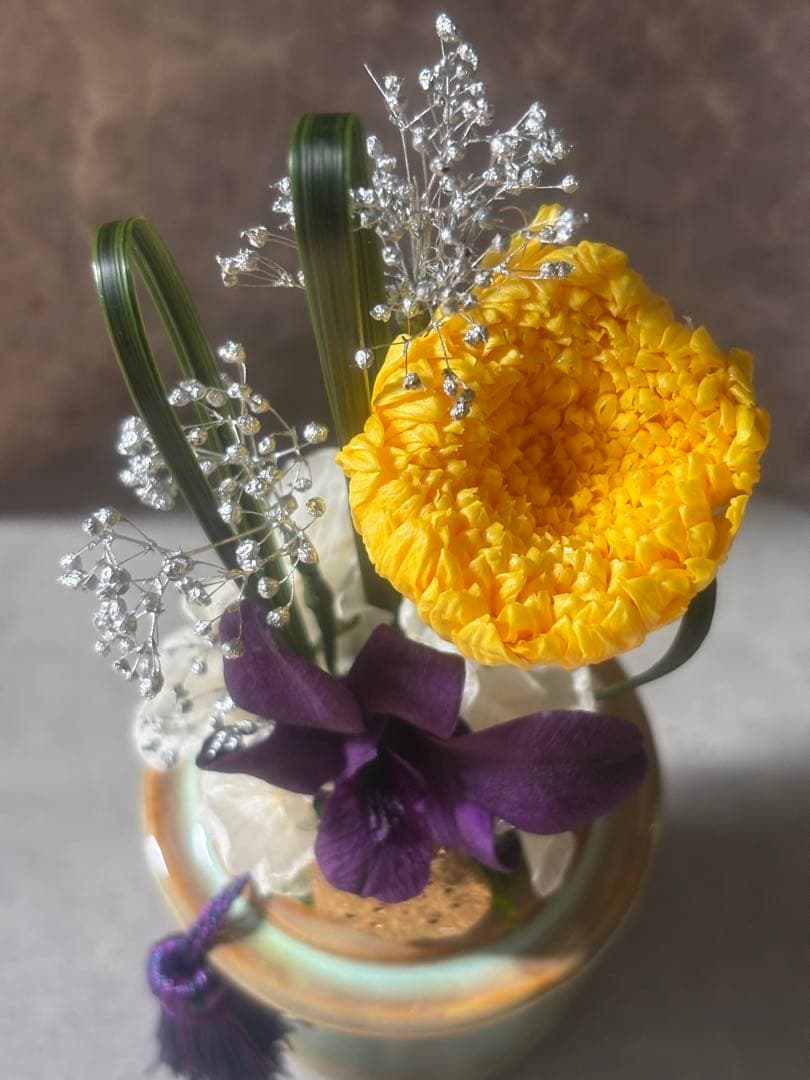 ガラスドーム仏花　プリザーブドフラワー仏花　お供え仏花 お盆　ギフト