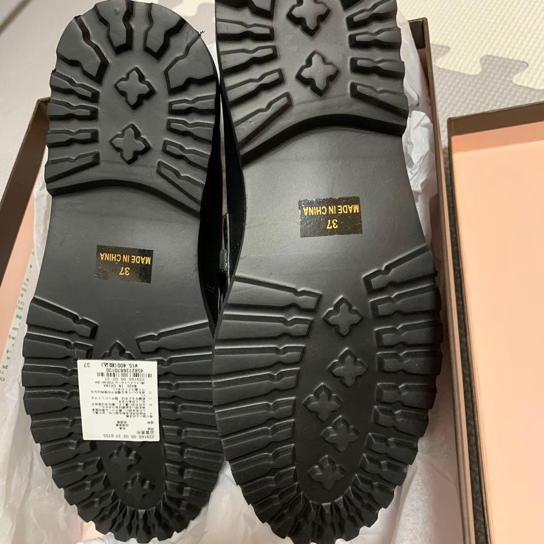 トラックソールビットローファー【Mazell】オールブラック　37（23.5）