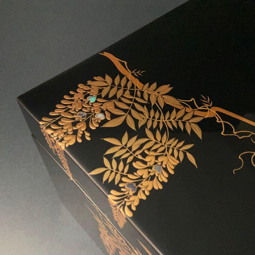 【茶道具】輪島塗　茶箱　藤蒔絵　6R0938ダP2