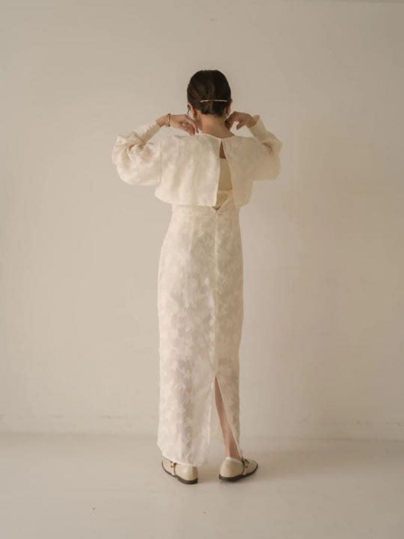 トップス Eaphi leaf jacquard sheer dress ivory