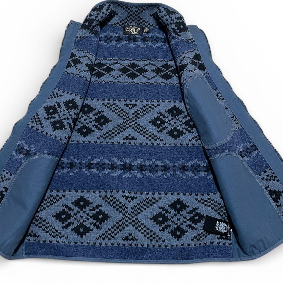 RRL フリースベスト M ネイティブ柄 ブルー ラルフローレン ポーラテック