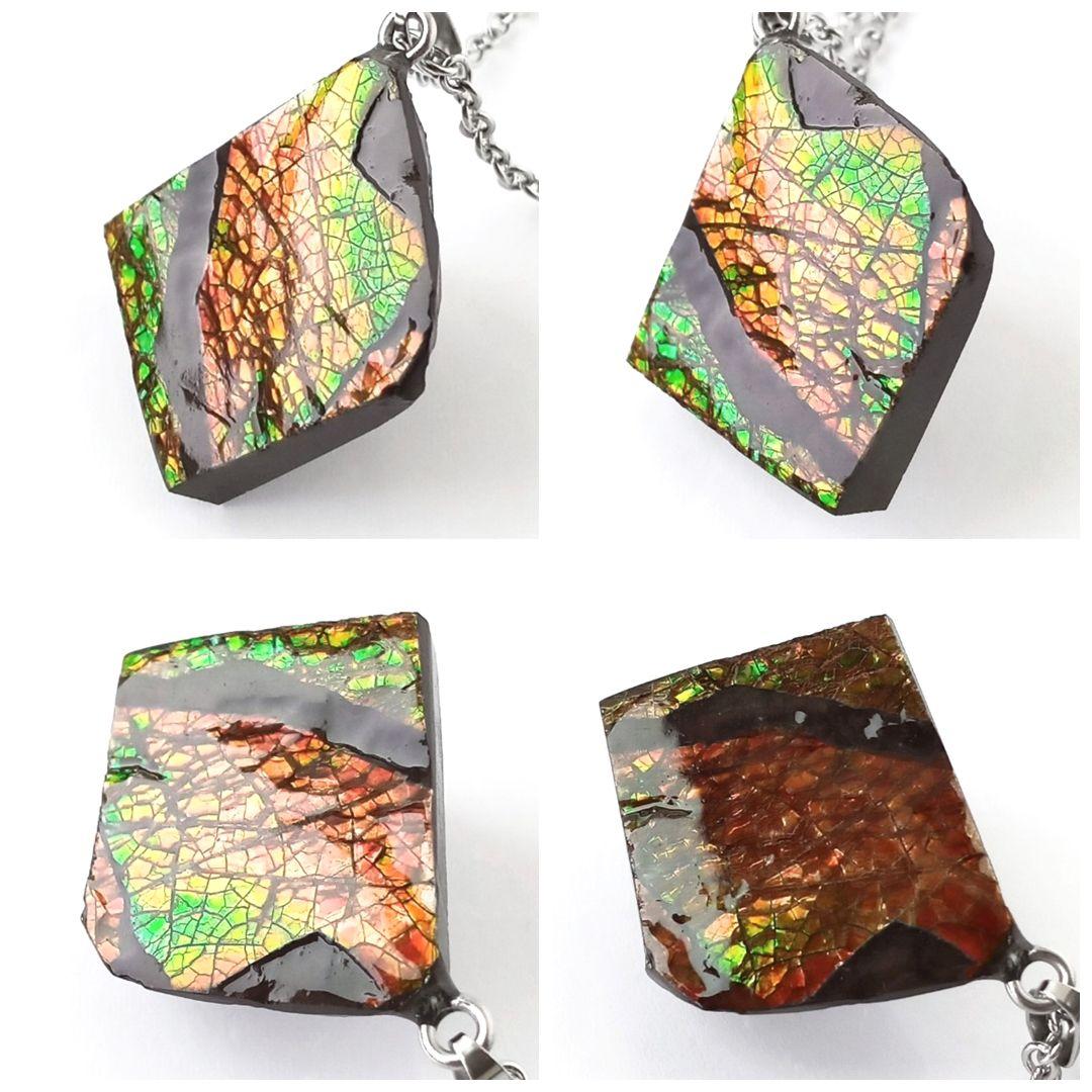 ネックレス｜超強力パワー！標本としても◎｜化石宝石　ドラゴンスキン・アンモライト