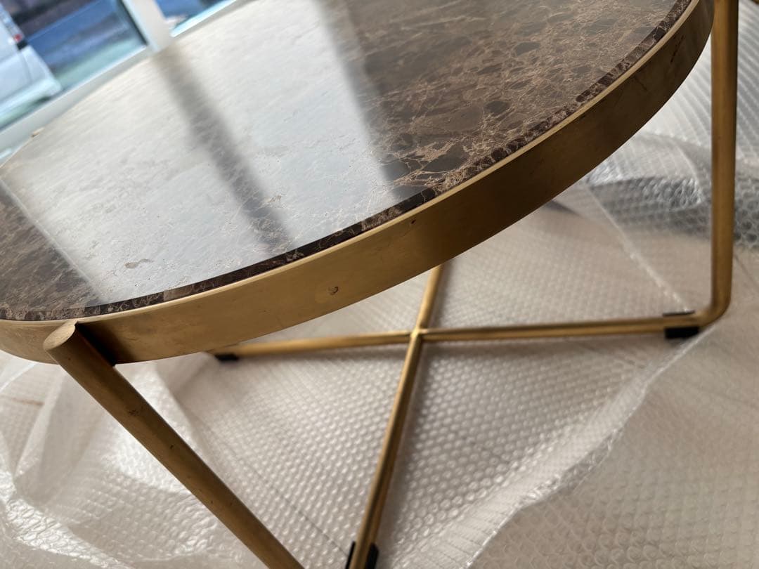 本日21時まで特価！クラッシュゲート 大理石 円形テーブル