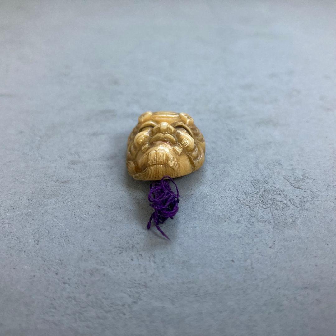 天然素材細工根付能面翁彫刻 和装小物 帯留め 着物希少品 時代物