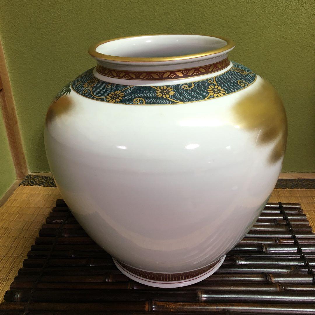 九谷焼特大壺/穂光/金唐草模様人物画/仙人学者　巻物　竹林　古美術　骨董品　美品