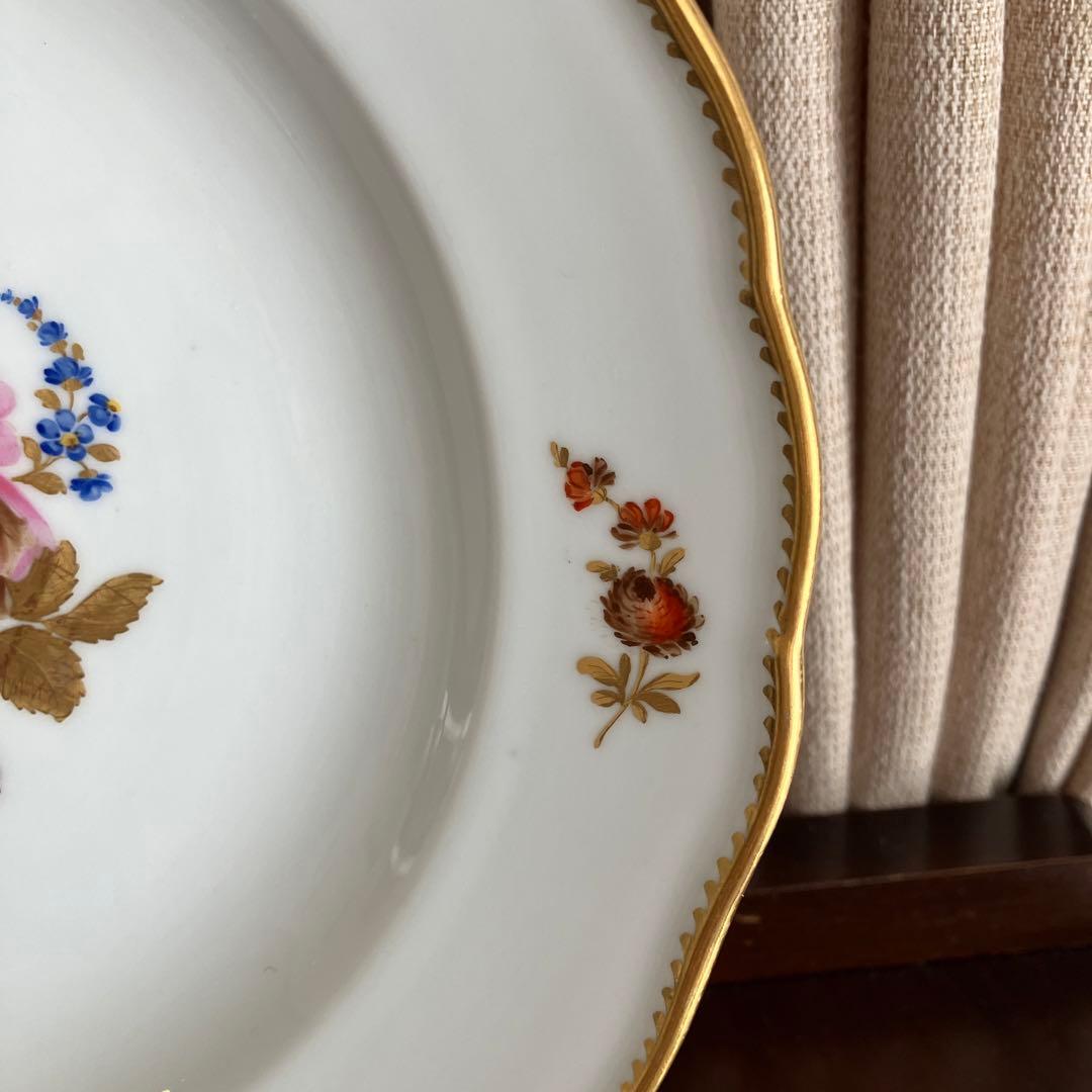 アンティークマイセン   ルイ・ダモン特注　ビューローズの花絵プレート