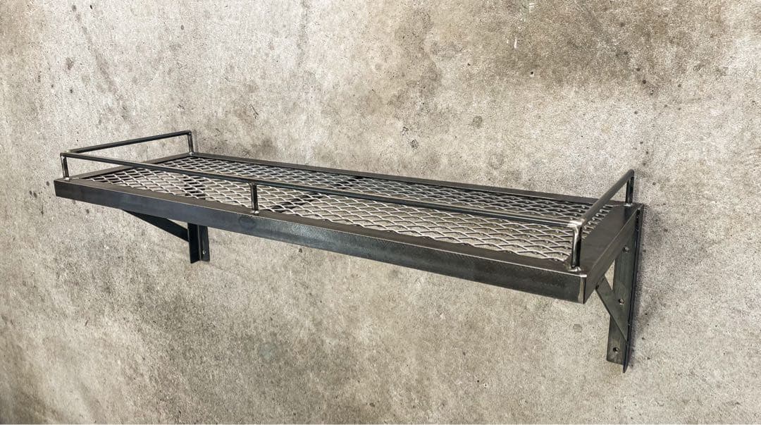 アイアンウォールシェルフＢ［柵付き］　ウォールラック　アイアン家具