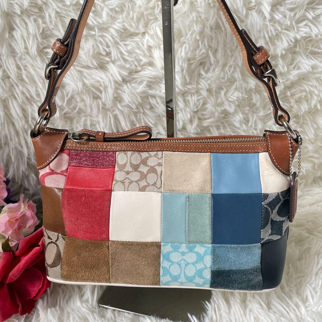COACHコーチ パッチワークアクセサリーポーチショルダーバッグ7048