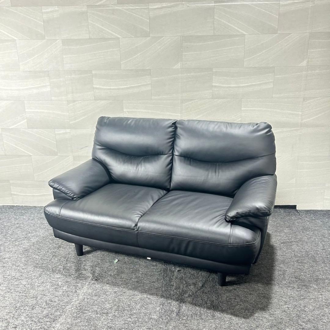 ニトリ 2人掛け ソファ Nシールド キャッツ3 合皮 黒 d5157