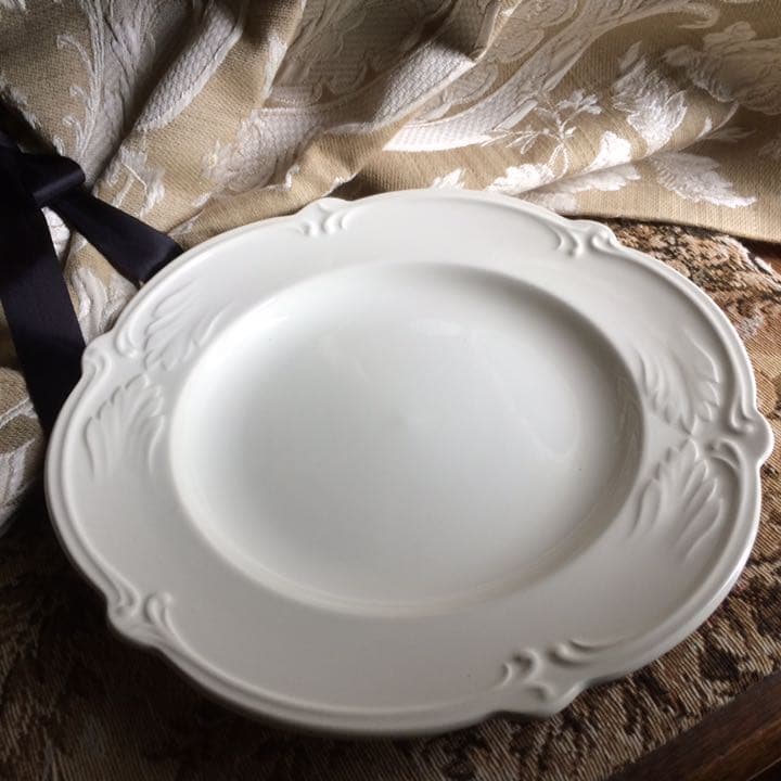 【新品】Gien France Rocaille Blanc デザートペア