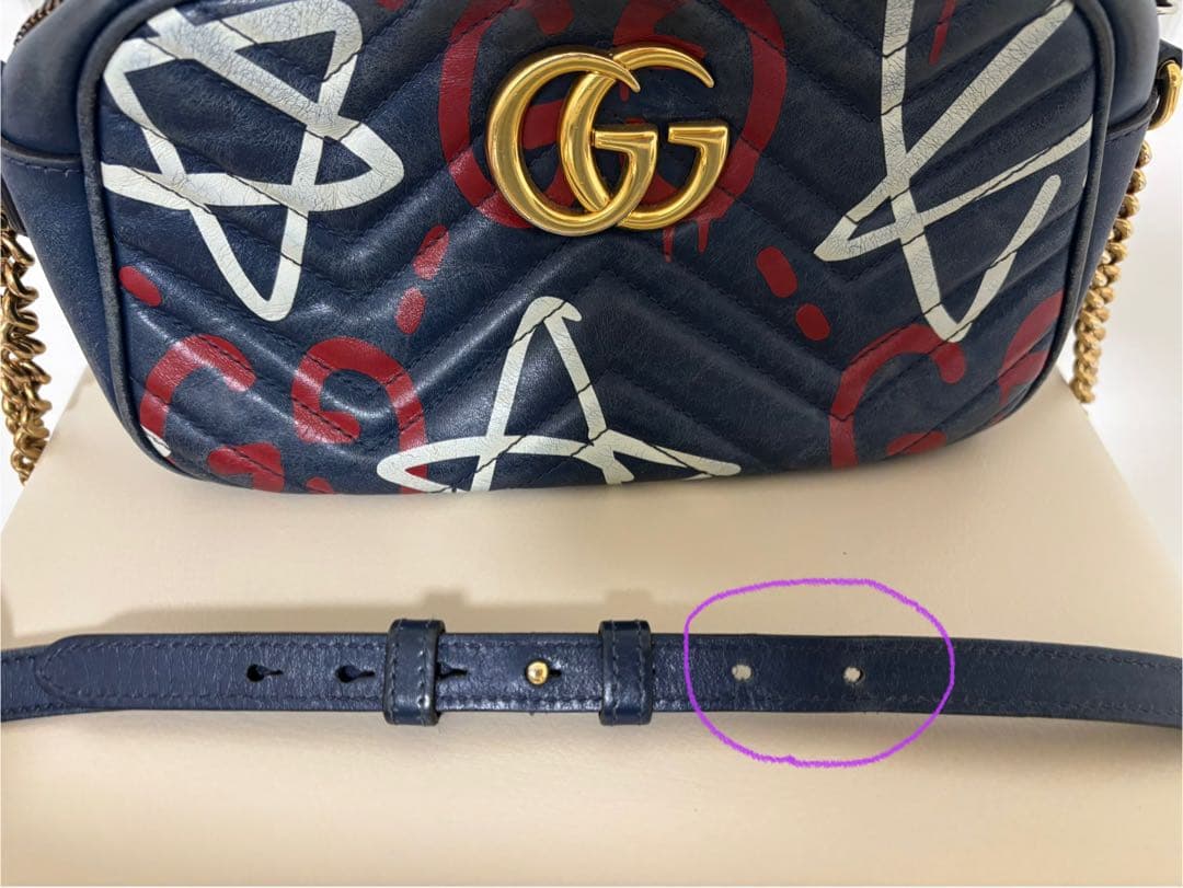 GUCCIグッチ GGマーモント ゴーストチェーン ショルダーバッグレザーバッグ