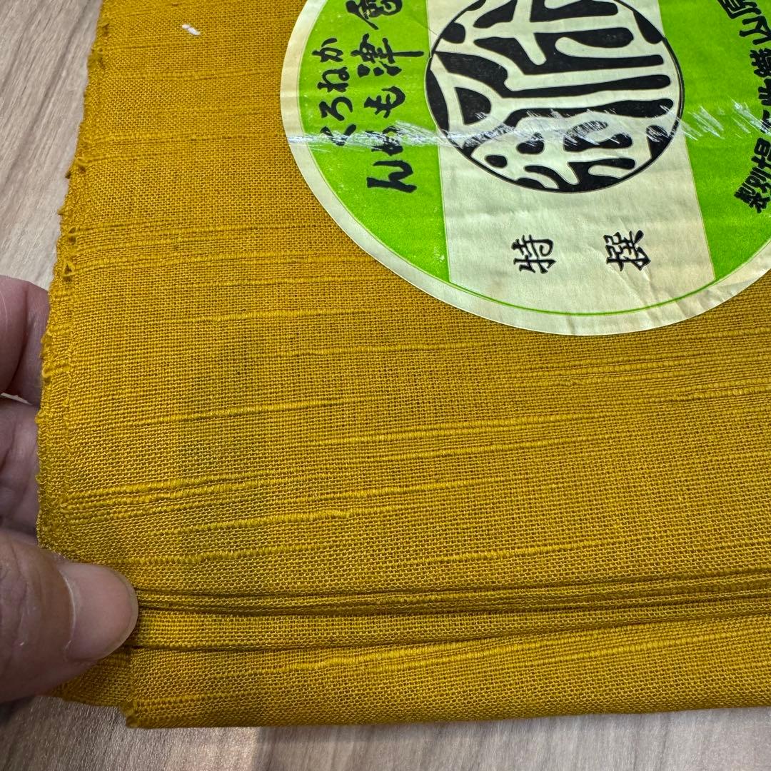 未使用　超美品　会津木綿　もめん　綿　反物　黄色　無地　ハンドメイド
