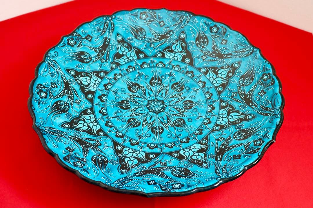 トルコ雑貨・大皿・飾皿【トルコブルー　ターコイズブルー】
