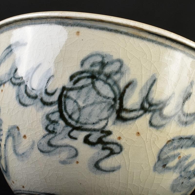 九谷焼　古九谷　染付　神獣文　鉢　時代箱付　V　R7217